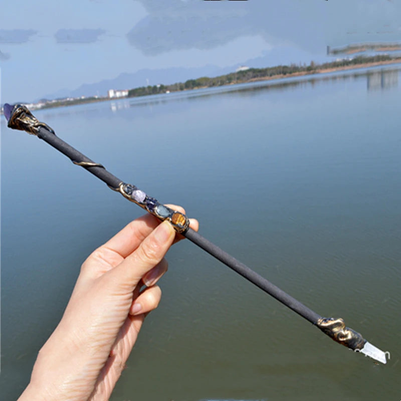 Witch Natural Crystal Wood Wand Amethyst Altar Spells Wizard Princess Fairy Magic Wands Ritual Tool Adornment Handmade Jewelry