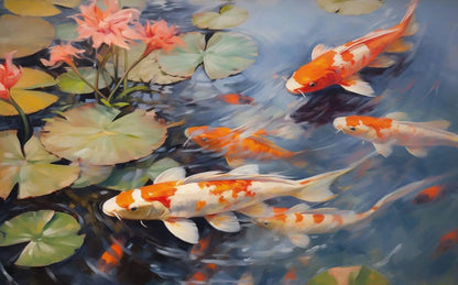 Asian Japanese Zen Tranquility Natural Aesthetics Koi Carp Art Poster Canvas Printing Living Room Bedroom Home Wall Decoration
