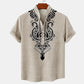 Men's shirt ethnic style 3D printing henley shirt, men's fashion button down collar short sleeve, high quality men's tops