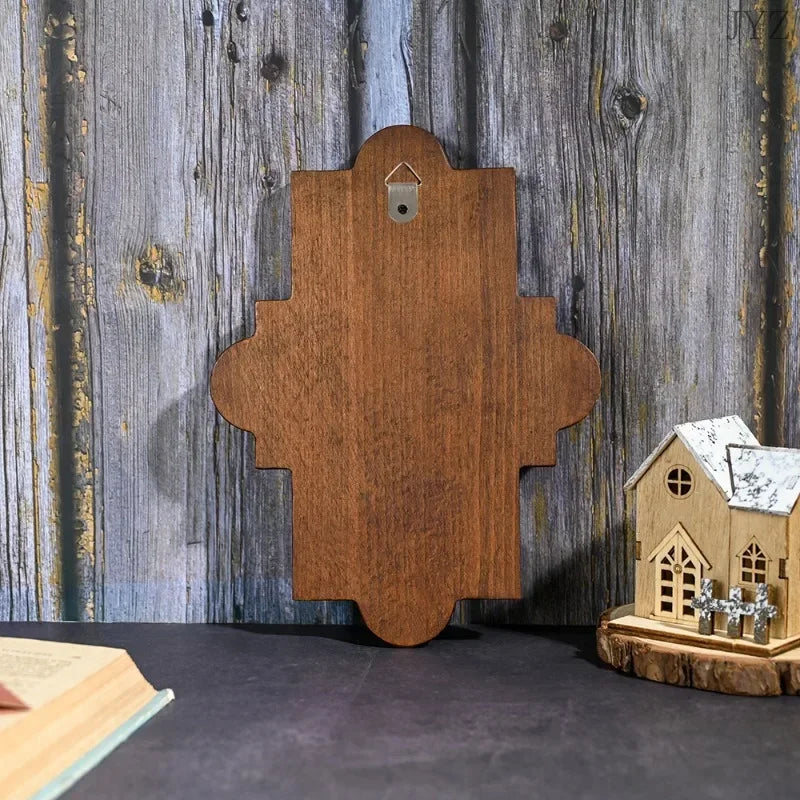 High Quality Wood Carving Jesus Shepherd Icon Sculpture Plaque Catholic Home Living Wall Decor