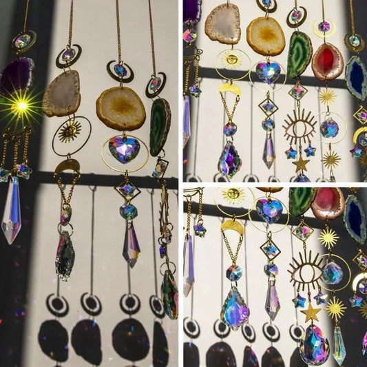Hanging Crystals for Windows, Agate Pendant Suncatcher Crystal Prism Balls, Rainbow Maker