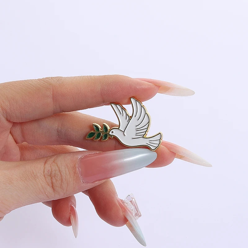 Peace Dove Olive Branch Enamel Pin Animal Pigeon World Peace Theme Metal Brooch Lapel Badge Jewelry Decoration Gift For Friends
