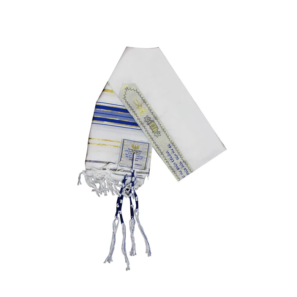 Messianic Tallit Prayer Shawl Talit Blue And Gold With Talis Bag Israel Tallit