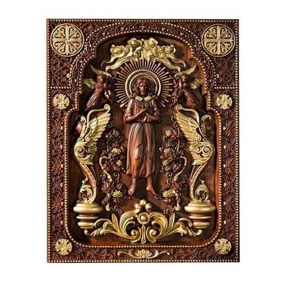 Vintage People Jesus Christ Icon of Ascension Wooden Home Living Lion Statue