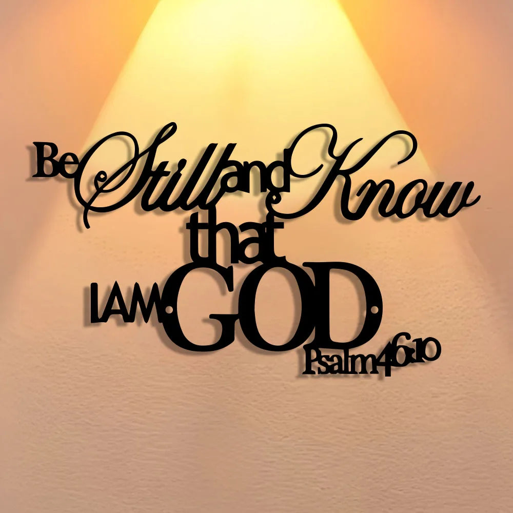 Elegant Minimalist Christian Wall Art -"Be Still and Know That I Am God" Bible Verse Metal Sign, Rustic Farmhouse Decor for Home