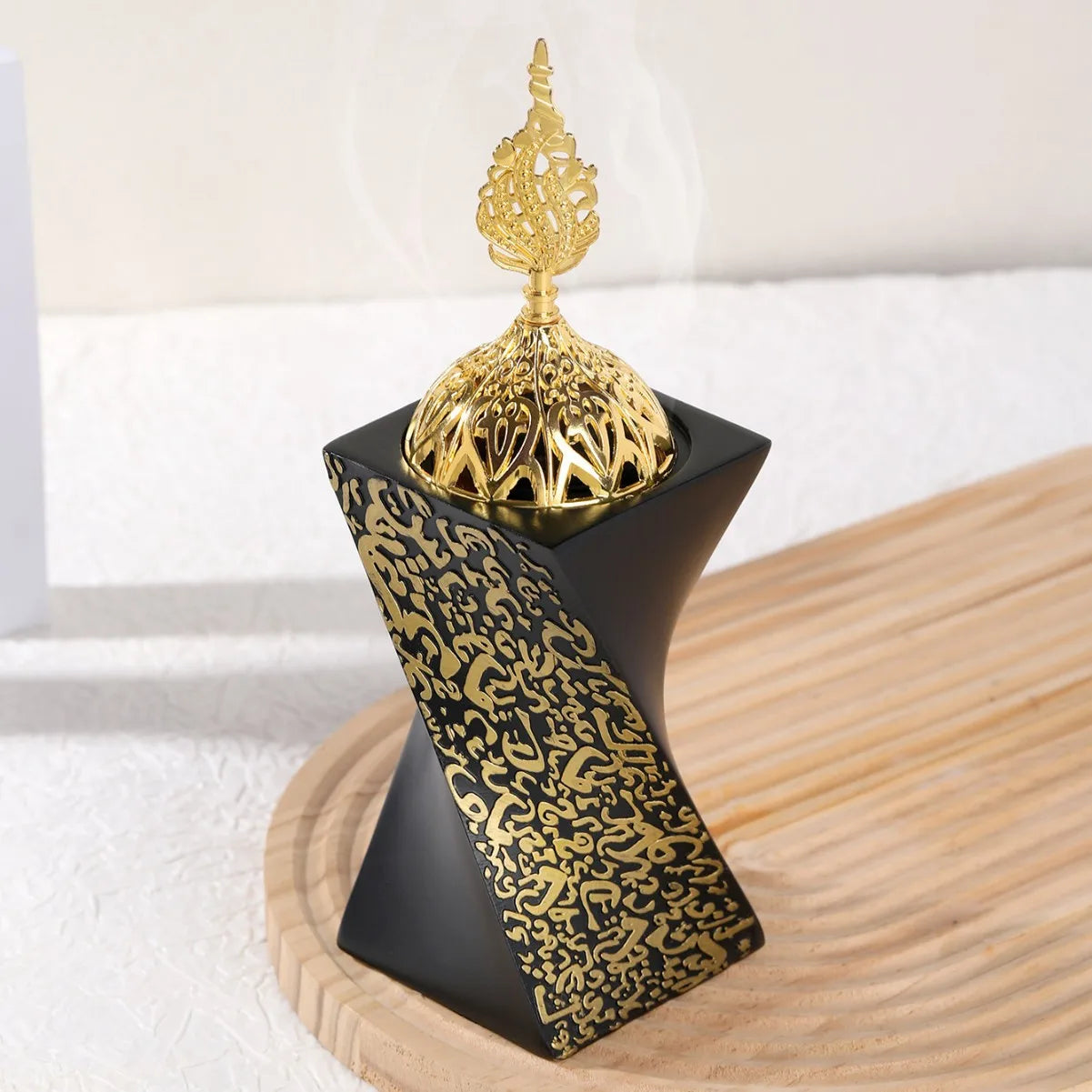 Exquisite rotating square household incense burner decoration ornament black and white incense burner ornament