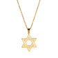 Jewish Bible Stainless Steel Hexagram Chain Necklace Women Men Cutout Star of David Hexagon Choker Necklace Mezuzah Jewelry