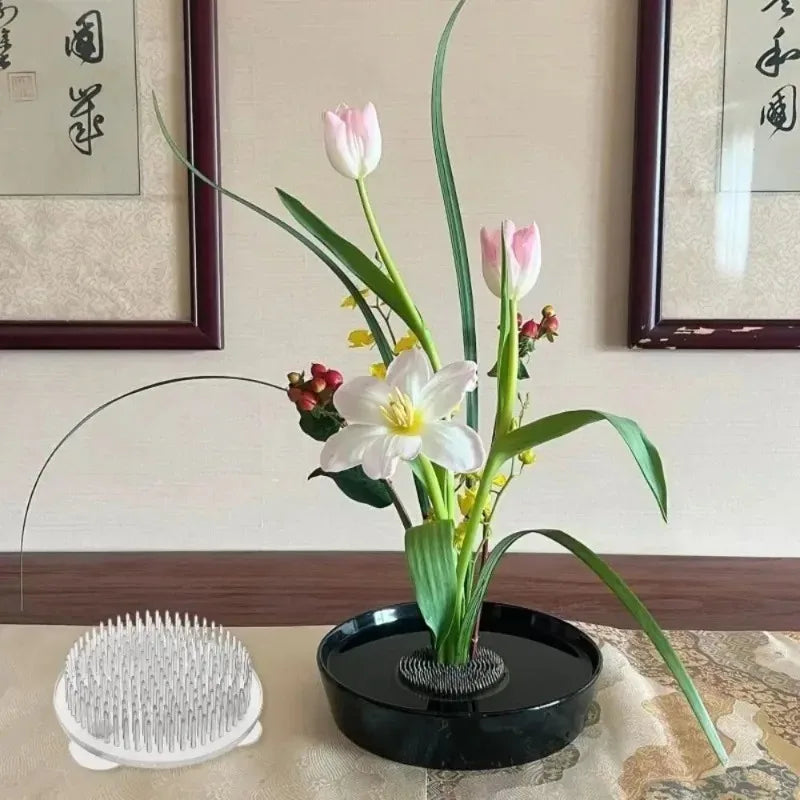Round Ikebana Stem Holder Clear Flower Suction Cup Holder Flower Arranging Fixed Base Pot Vase Floral Rubber Bracket Home Decor