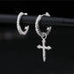 925 Sterling Silver Cross Pendant Asymmetric Hoop Earrings For Women Men Simple Personality New Trend Jewelry Wholesale
