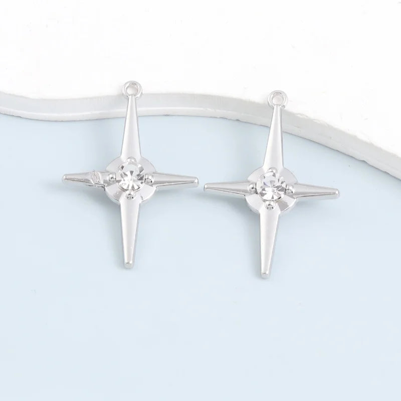 10pcs Silver Color Star Moon Cross Zinc Alloy Pendant For DIY Handmade Necklace Bracelet  Jewelry Making