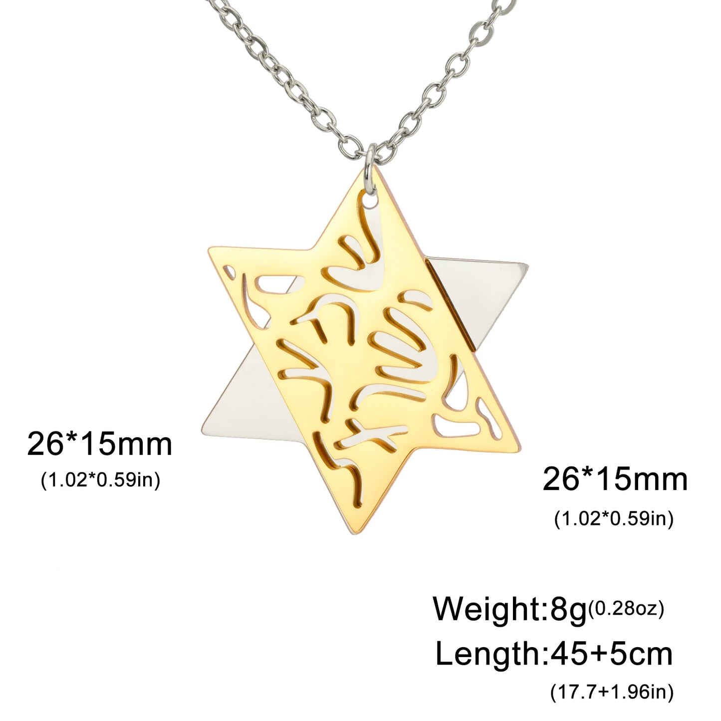 Jeshayuan Hebrew Chai Jewish Menorah Hanukkah Necklace for Women Star of David Stainless Steel Necklaces Amulet Jewelry Gift
