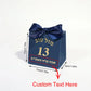 Customizable Mazel Tov Favor Box with Tefillin Graphic, Jewish Bar Mitzvah Gift Bag with Blue Ribbon for Party Favors