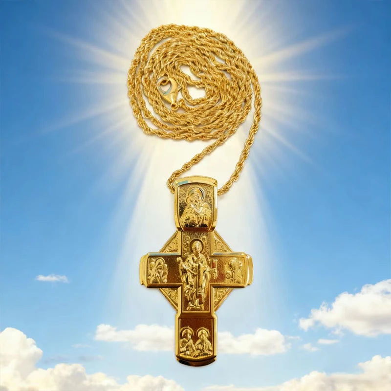 New 2026 Orthodox Jesus Cross Pendant Church Pastor Chest Pendant Religious Ritual Supplies Prayer Prayer Alloy Cross Necklace