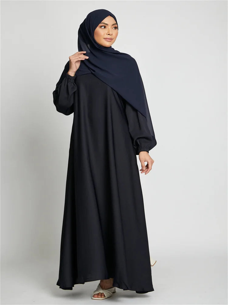 Hot Selle Simple Style Moroccan Dresses Kaftan Turkey Solid Color Gulf Abayas Islamic Women Long Dress Muslim Saudi Robe Ramadan