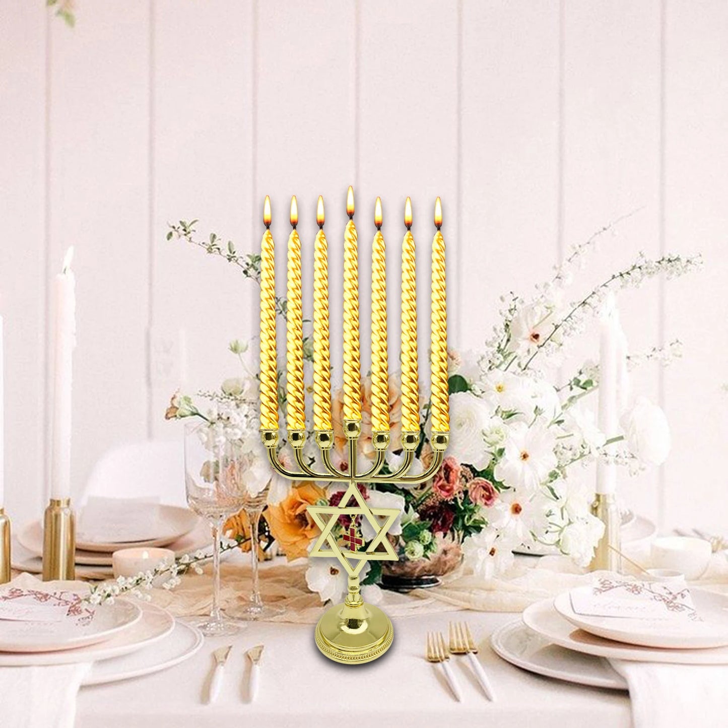 Hanukkah Star Menorah David Candelabra Candle Candlestick Holder Hand Paited Home Decoration Party Festival Candleholder Gifts