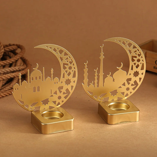 Ramadan Decoration Moon Castle Candle Holder  Eid Mubarak Decorations for Home 2026 Islam Muslim Festival Party Supplies Eid Al