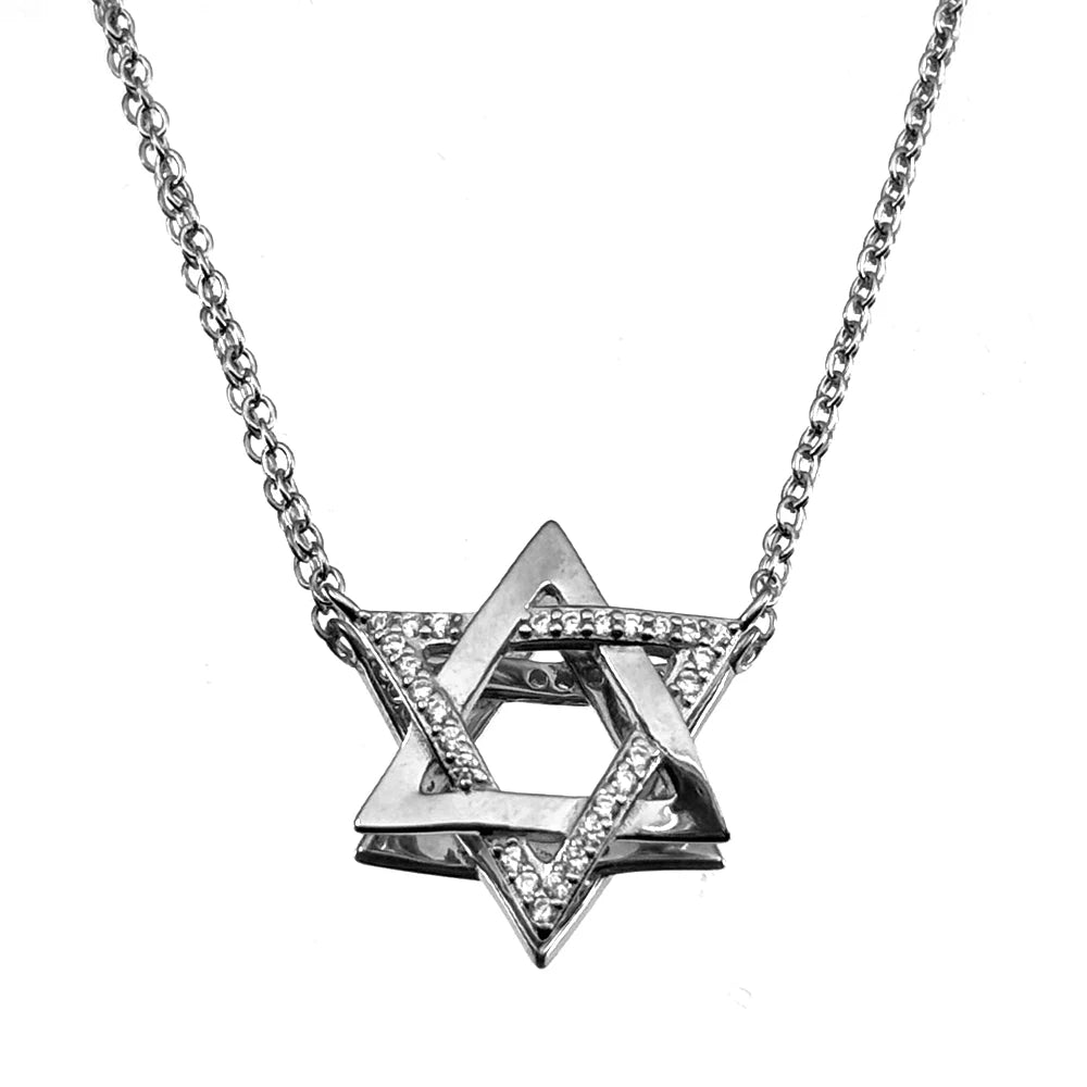 925 Sterling Silver Jewish Star of David Zircons Pendant Necklace for Women Silver Color Choker Chain Israel Magen Jewelry Gift