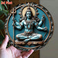 Oriental Mystic Indian Three-Handed Statue - Circular Metal Decor, Exquisite Wall & Tabletop Ornament