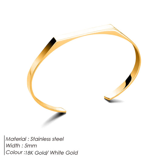 ELANDIS Wide 5MM Stainless Steel Bracelet Gold Plated Men's Minimalist Accessories Wholesale