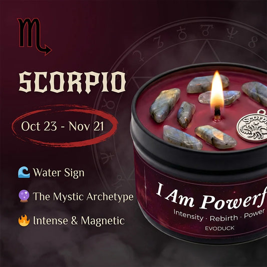 Scorpio Zodiac Scented Candle, Sandalwood Myrrh, Astrology Aromatherapy Candle in Tin, Home Fragrance Decor Birthday Gift, 3oz