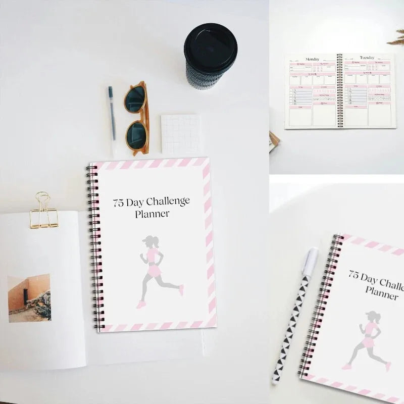 75 Day Challenge Planner Fitness Plan Weight Loss Record Book Daily Journal Notebook