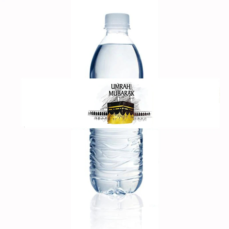 Umrah mubarak Water Bottle Sticker hajj mubarak Bottle Labels Paper Wrapper Eid Party Supplies