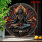 2D Flat Hindu Goddess Kali Multi-Armed Deity Round Metal Tin Sign - Spiritual Indian Mythology Themed Wall Decor, Mystical Relig