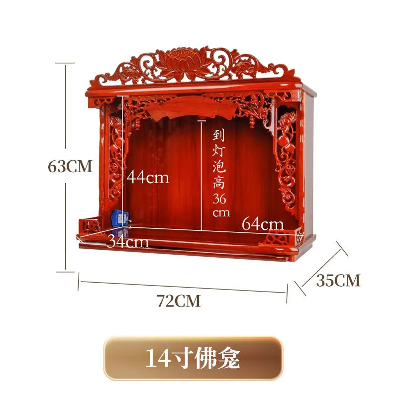 Altar Wall-Mounted Buddha Statue Offering Table Incense Holder Storage Rack