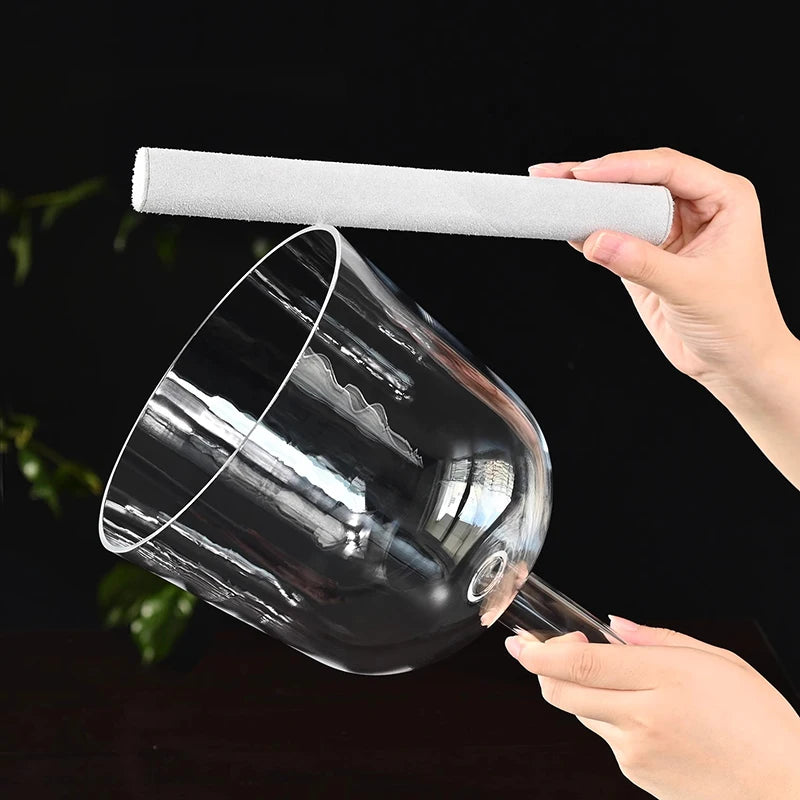 Handheld Singing Bowl Meditation Crystal Sound Bowl Sound Healing Percussion Instruments Transparent Singing Bowls with Bag