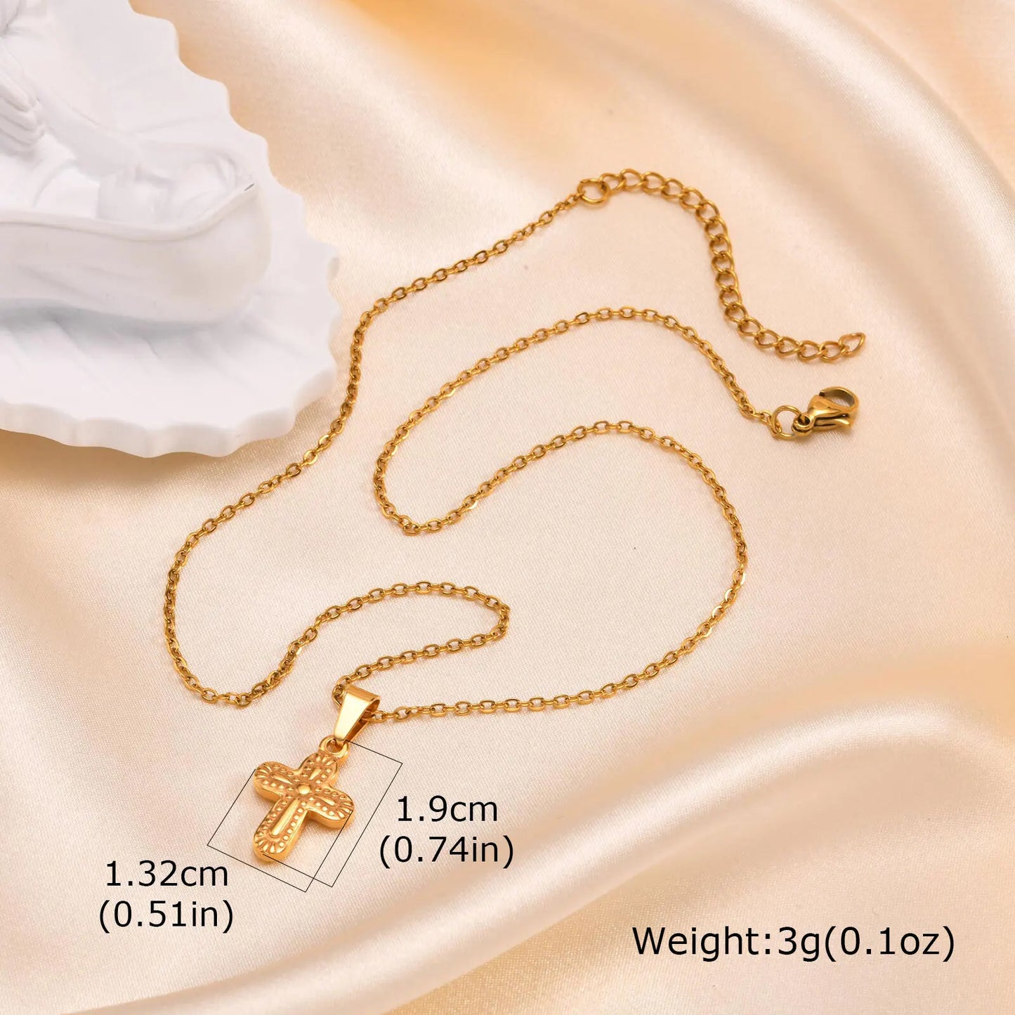 Vnox Christian Religion Necklaces For Women Men, Zircon Cross Pendant Charm Necklace, Classic Gold Plated Jewelry