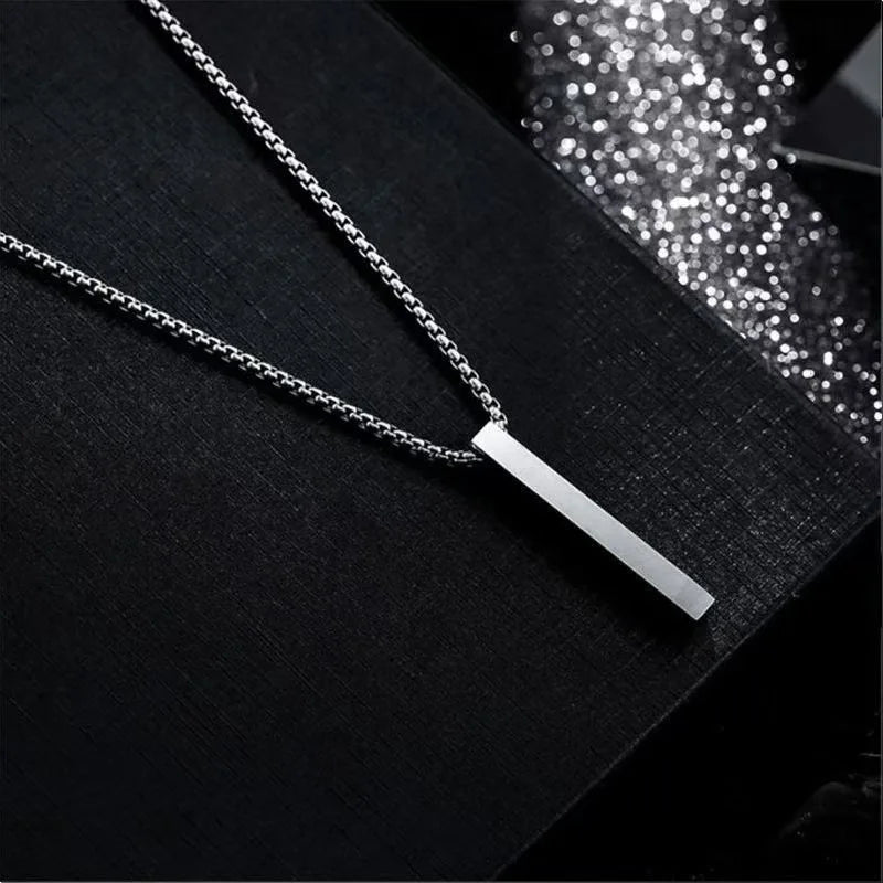 Cylindrical Necklace, Unisex, 3D Bar Pendant, Simple Casual Neutral Necklace