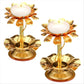 ETRT 2 Pcs Diwali Lotus Candle Holder Metal Diya for Diwali Pooja Lotus Ghee Lamp Candle Holder Indian Diyas Decorations