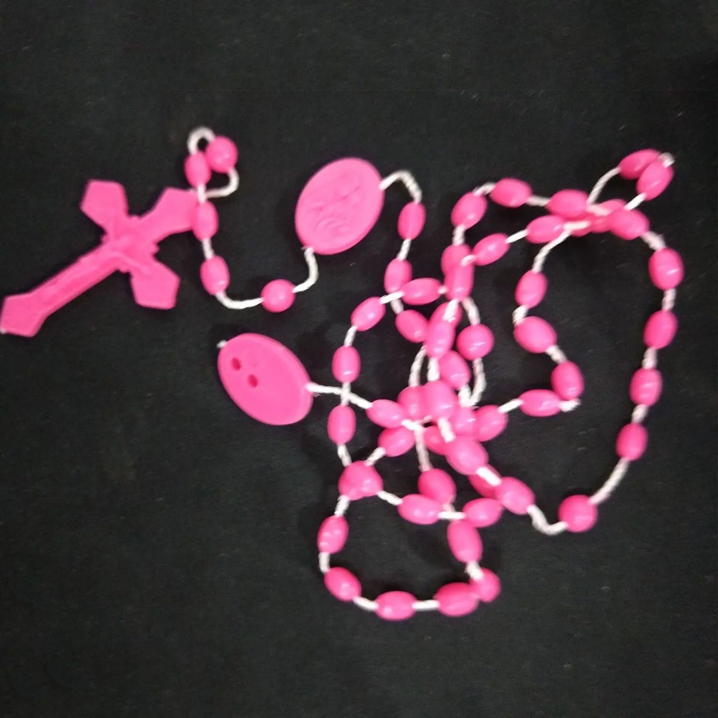 Luminous Glowing Rosary Necklace Plastic Catholic Cross Necklace Religious