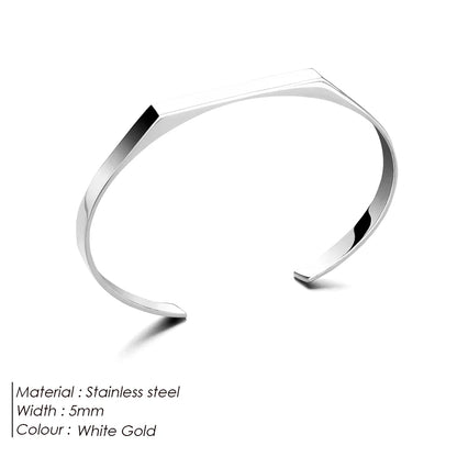 ELANDIS Wide 5MM Stainless Steel Bracelet Gold Plated Men's Minimalist Accessories Wholesale