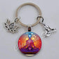 Indian Buddha Meditation 7 Chakra Mandala Psychedelic Yoga Glass Cabochon Keychain Ornament