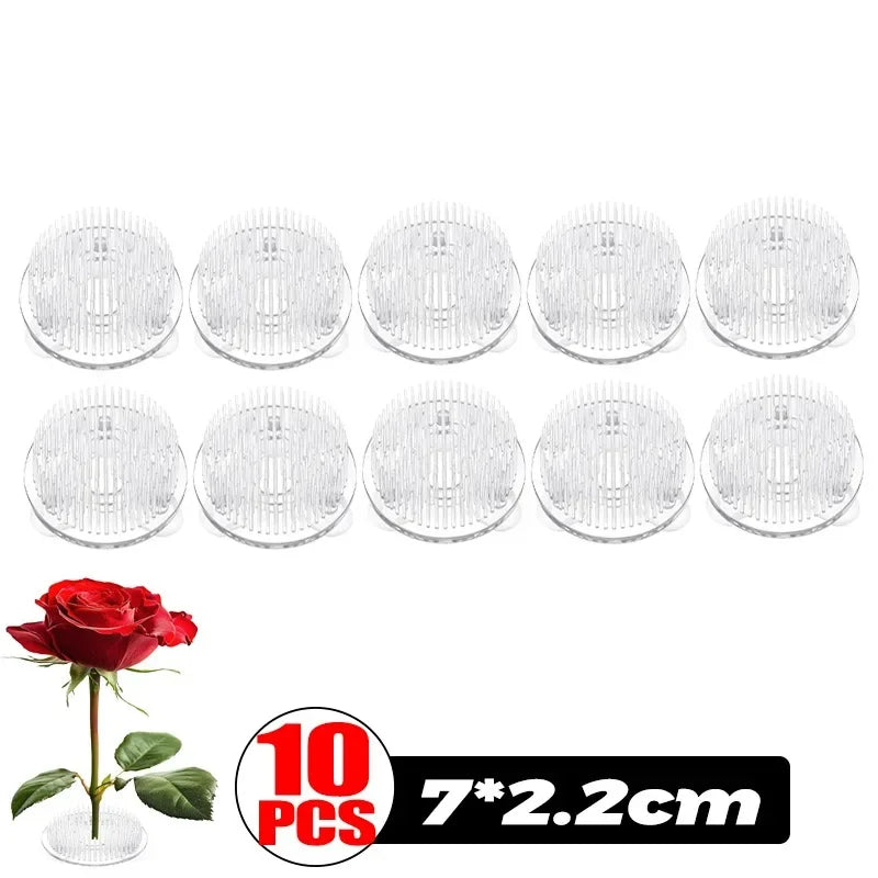 Round Ikebana Stem Holder Clear Flower Suction Cup Holder Flower Arranging Fixed Base Pot Vase Floral Rubber Bracket Home Decor