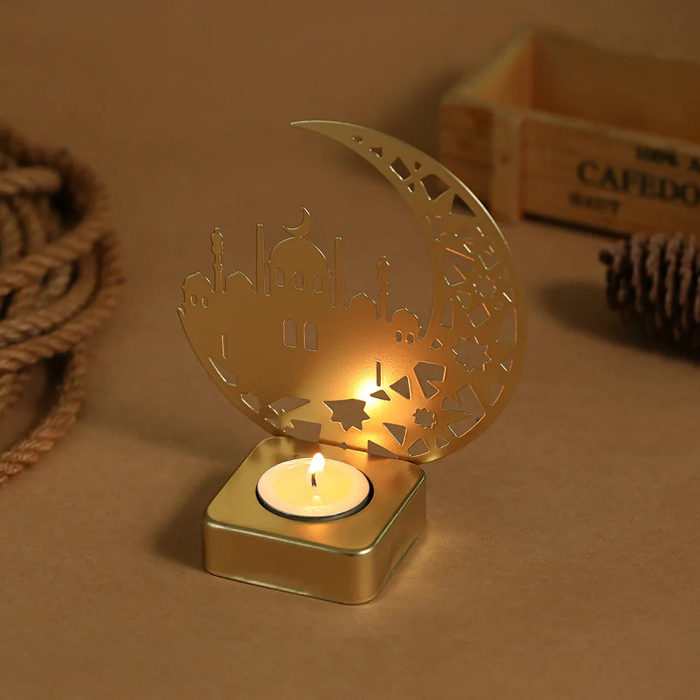 Ramadan Decoration Moon Castle Candle Holder  Eid Mubarak Decorations for Home 2026 Islam Muslim Festival Party Supplies Eid Al