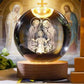 Illuminated Jesus and Virgin Mary Crystal Ball Set with Cross for Devotion rosarios catolicos  jesus christ