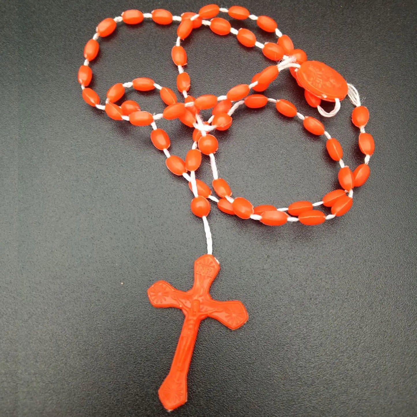 Luminous Glowing Rosary Necklace Plastic Catholic Cross Necklace Religious