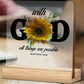 Christian Gift Religious Bible With God All Things Are Possible Sunflower Table Decor Acrylic Plaque Sign Home Desk Decoration