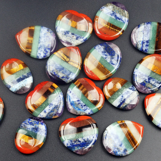 Wholesale 7 colors Chakra Palm Stone, Various Shapes Worry Stone Natural Crystal Quartz Thumbstone Healing Massager, Home Decor