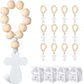 6/12/18PCS Wooden Rosary Wood Bulk Catholic with Crucifix Wooden Cross Pendant with White Mesh Bags for Baptism First Communion