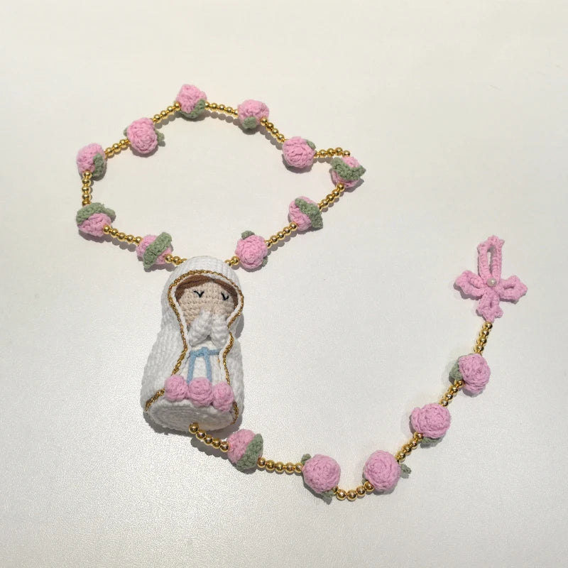 Handmade Christening Baptism wedding engagement Communion birthday Bridal Rosary with Saint Christmas Gift Home Decoration
