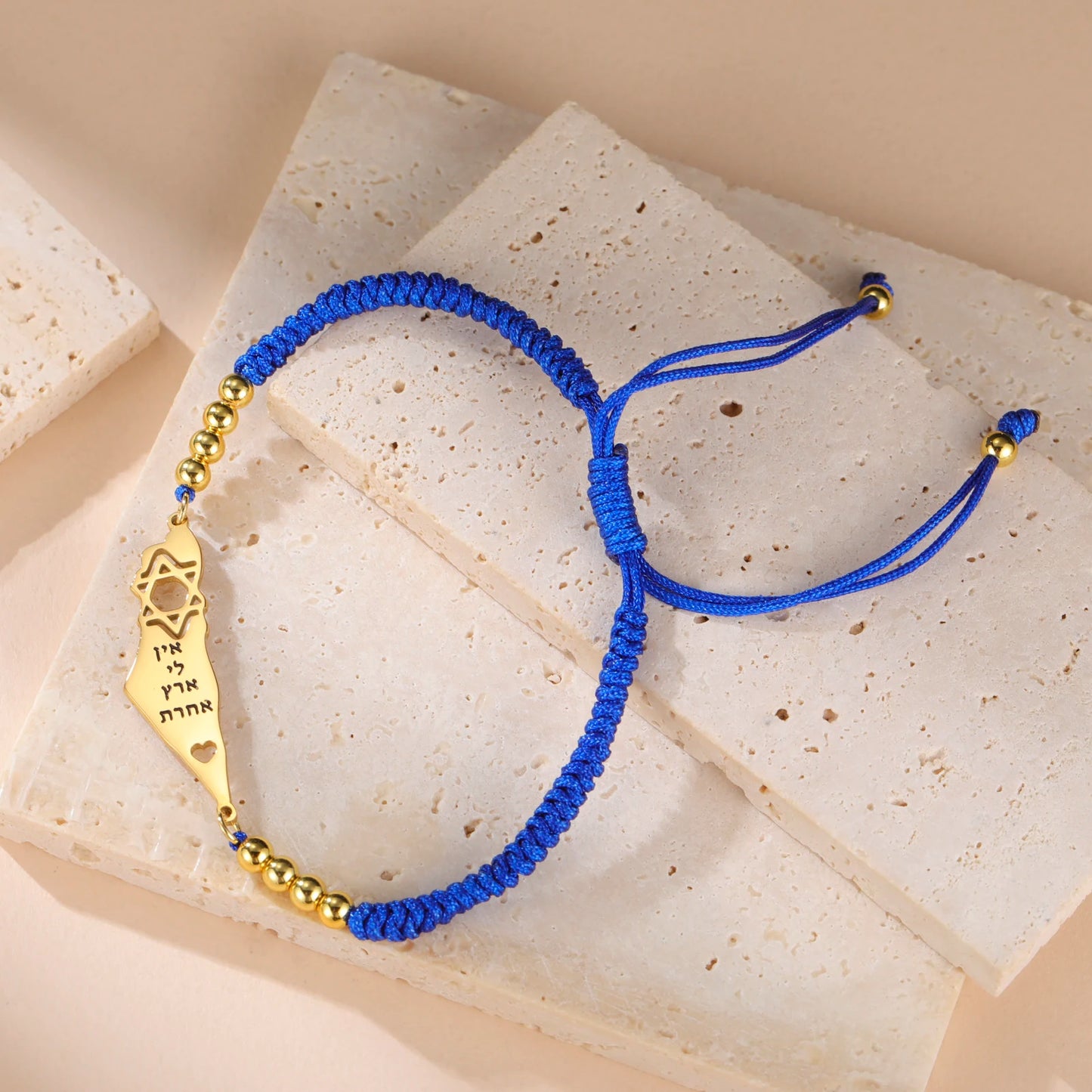 Dreamtimes Israel Mid-east Map Star of David Jewish Bracelet Hexagram Adjustable Rope Chain Women Bangle Stainless Steel Jewelry