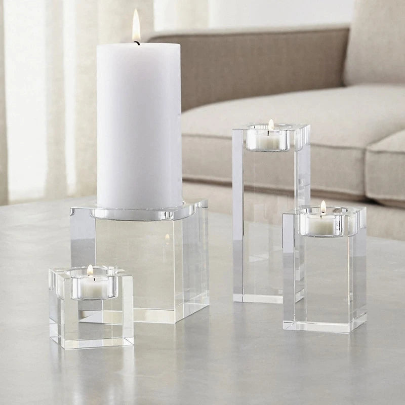 Crystal Glass Creative Romantic Candle Holders Tealight Candlestick Wedding Decorations Home Party Ornaments Desktop Candlestick