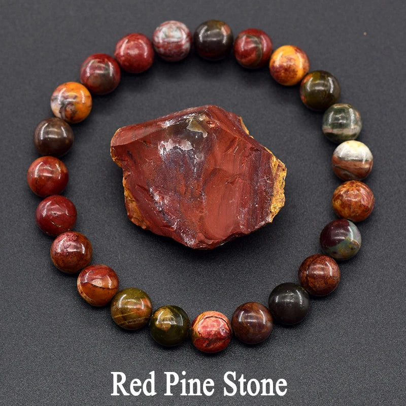Natural Stone Real Red Jasper Prayer Bead Bracelet Women Men Rosary Stretch Elastic Bracelets Yoga Meditation Jewelry Wholesale