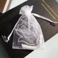 10PCS Bar Mitzvah With White Pendant Hamsa Hebrew Card With White Frame Letter With Gauze Drawstring Pocket Transparent Mesh Bag