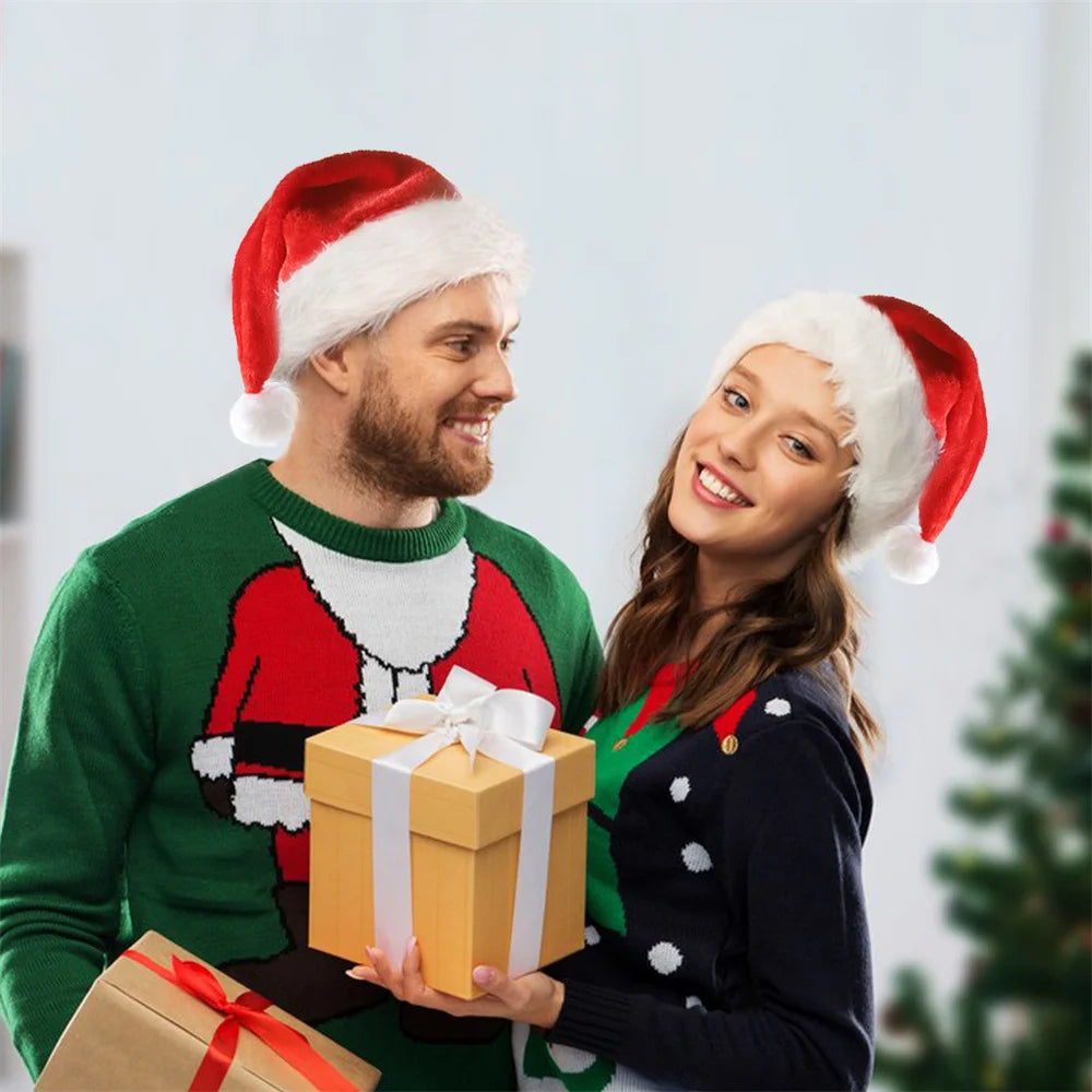 Luminous Christmas Hats Light Up LED Santa Claus Hat Christmas Decoration For Adult Kids New Year Festive Holiday Party Supplies