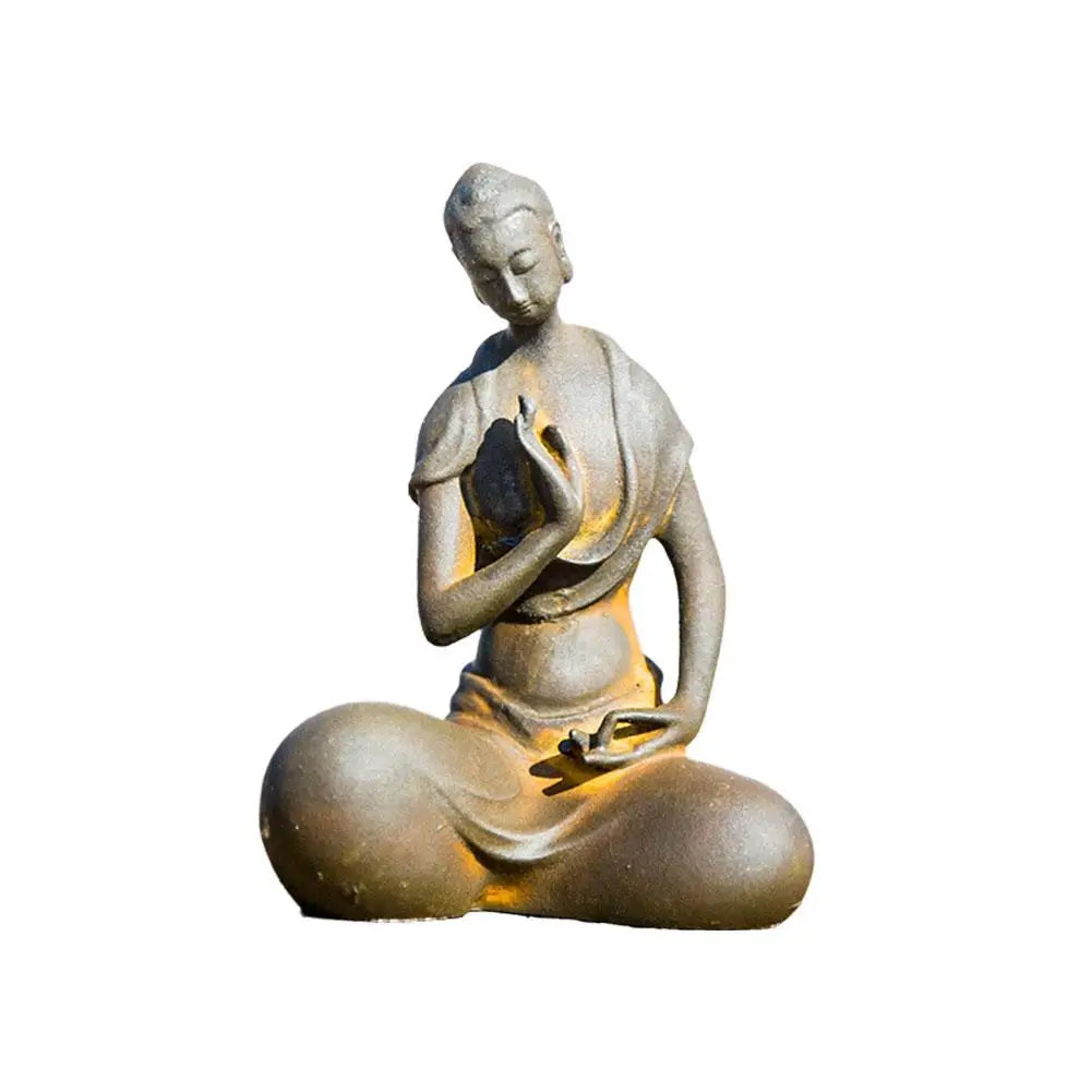 Mini Buddhist Monks Figurines Garden Buddha Zen Statue Tibetan Buddha Figurines Garden Ornament Meditating Buddha Sculpture