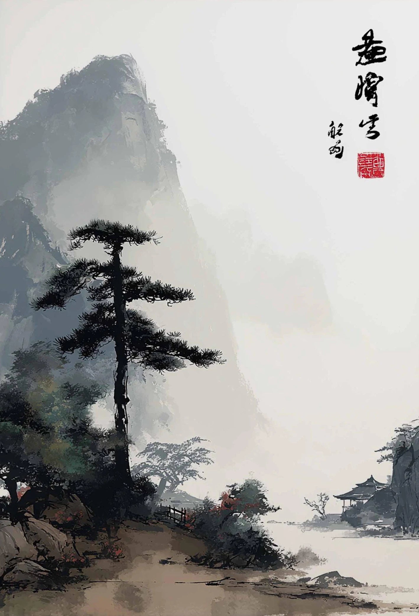 Modern Minimalist Chinese Style Zen Fishing Natural Scenery Poster Canvas Paintings Wall Art Pictures Office Home Decor